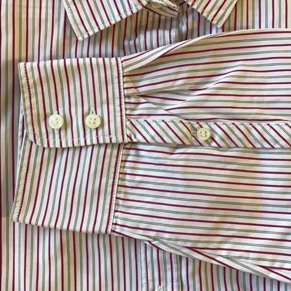 J.Crew Men Dress Shirt White Red Stripe Looks Medium Long Sleeve Cotton - Picture 3 of 7